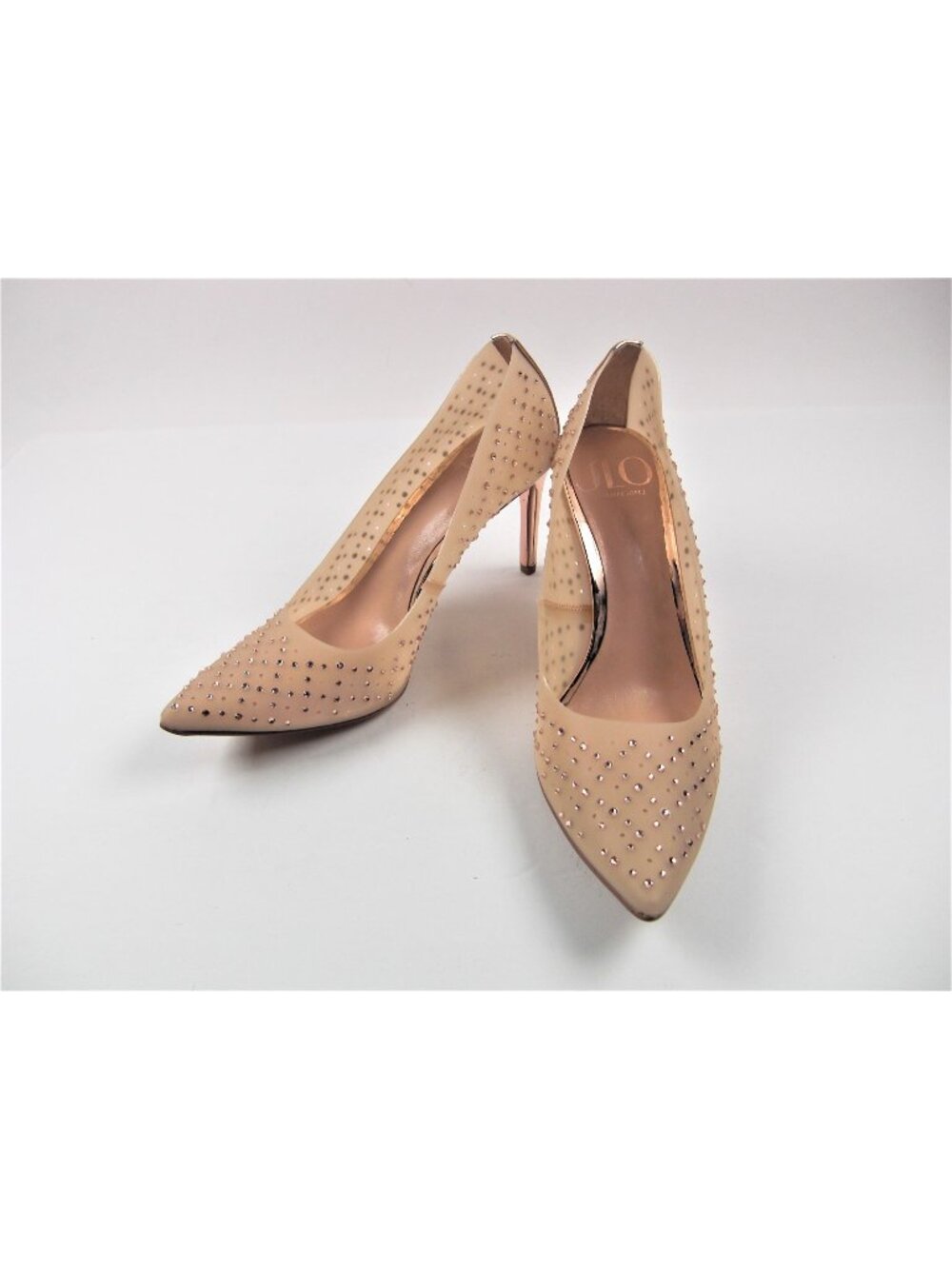 JLO Erregina Women's Crystal Pump NIB Sandal ~ Bisque/Gold ~ Heels Shoe Size 6.5